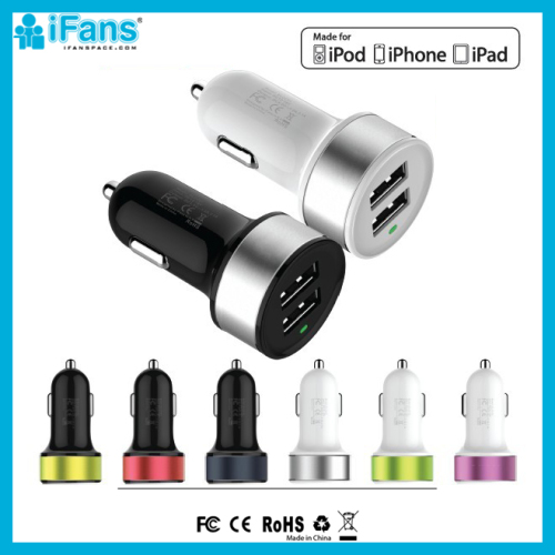 ROHS MFI Car USB 2 Way Charger for iPhone iPad