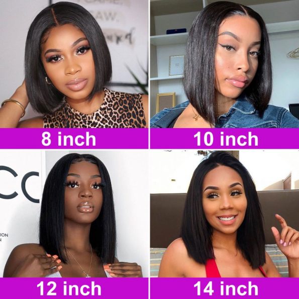 Wholesale Virgin Cuticle Aligned 100% Remy  Brazilian Human Hair Straight Lace Closure Front Bob Wigs vendor for Black Women