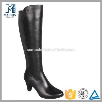 Sheepskin black high knee boots for ladies