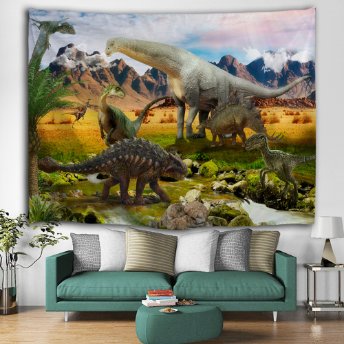 Dinosaur Tapestry Wild Anicient Animals Wall Hanging Tropical Rain Forest Jungle Natural 3D Wall Blanket for Children Bedroom Li