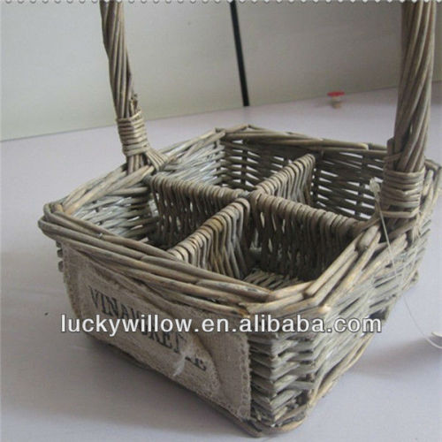 wholesale divided wicker wine holder basket