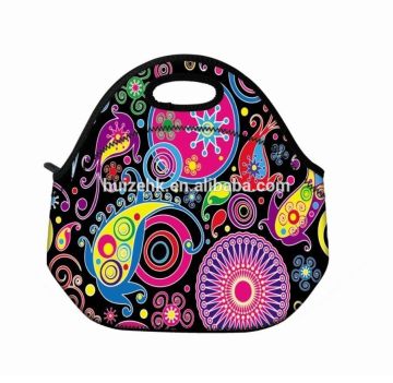 Colorful nsulated delivery lunch bag/neoprene lunch bag for adults/durable lunch bag with zipper