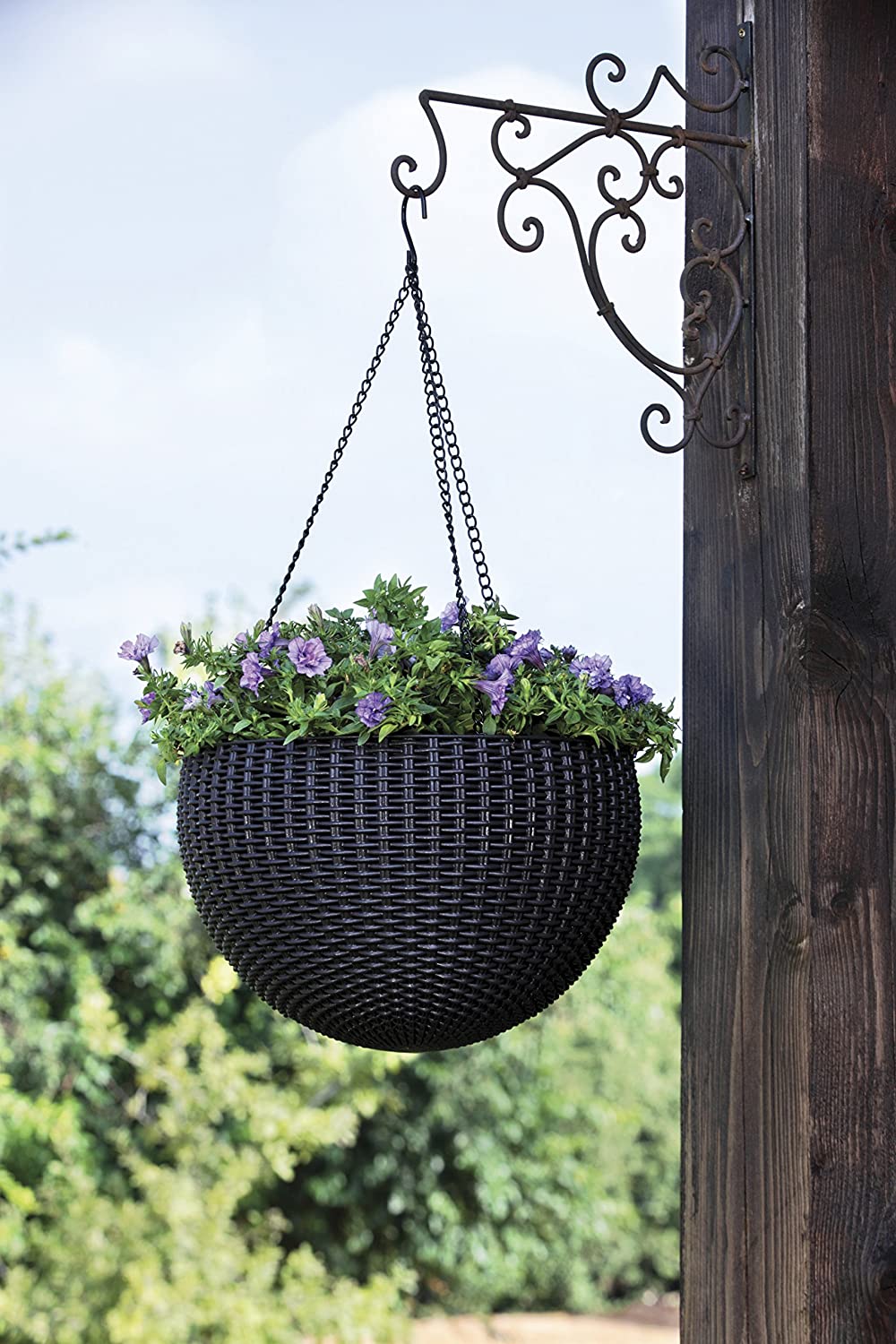 Ρητίνη rattan στρογγυλά κρεμασμένα καλάθια Planter