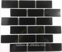 black mesh mounted ceramic mosaic tile
