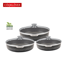 Cooklover 3pcs Diecast Aluminum Nonstick Marble Coating Cake Mold Cookware Set