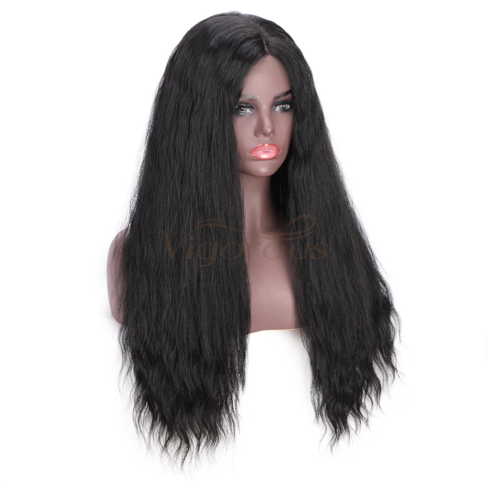 Vigorous Natural Black Lace Front Wigs Long Wavy Synthetic Lace Part Wig Heat Resistant Lace Front Wigs for Black Women