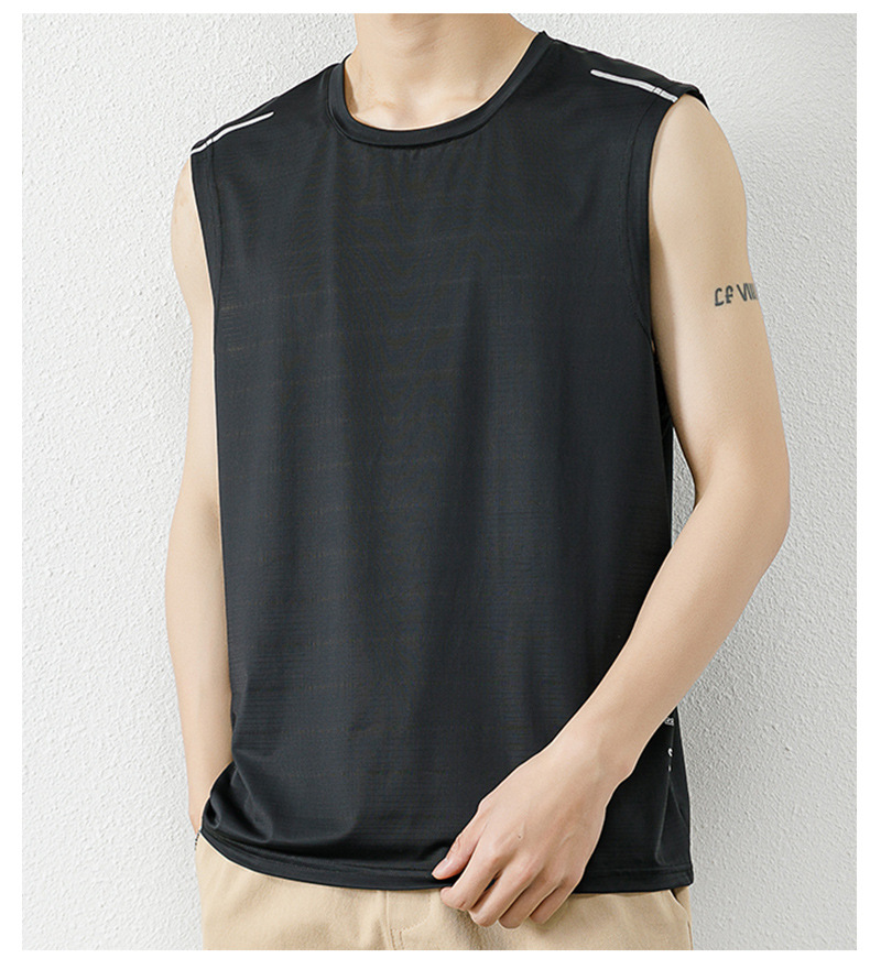 Мужская спортивная футболка из ледяного шелка с однотонным вырезом Ice-silk Solid Color Neck Mens Sports T-shirt