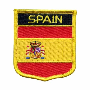 Custom Spain Flag Shield Embroidery Patches With PVC