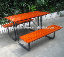 Antirust steel and solid wood wholesale picnic table/outdoor table/park table