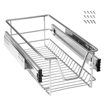 Chrome Coated Steel Kitchen Basket Telescopic Drawer