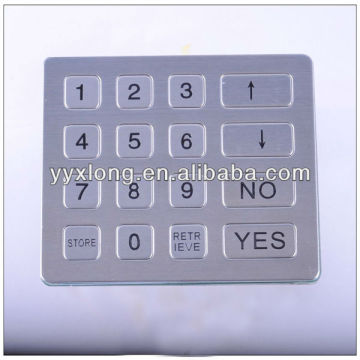 bank terminal system stanless keypad,4x4 metal button pinpad