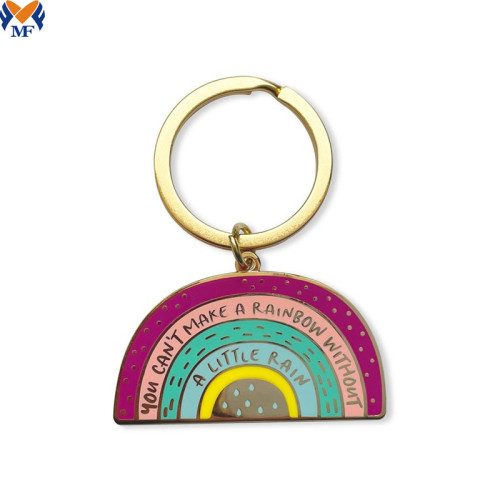 Keychain pelangi yang diperibadikan logam untuk pesona beg