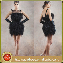 AVA02 Сексуальные высококачественные вечерние платья для женщин и девочек, черное коктейльное платье с низкой спиной, выполненное на заказ, с перьями