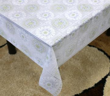Printed pvc lace tablecloth crystal clear