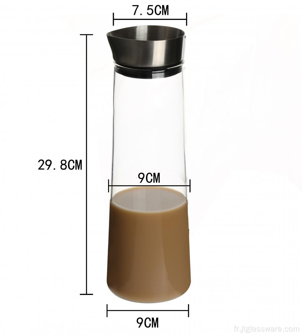 Pichet à eau en verre borosilicaté soufflé à la bouche de haute qualité