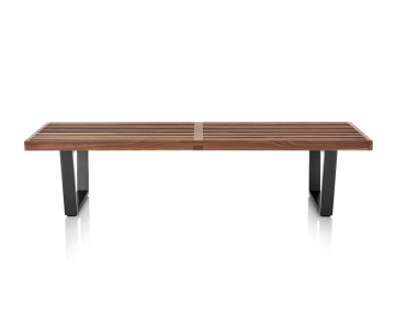 Nelson Style Platform Mid Century Solid Wood Bench