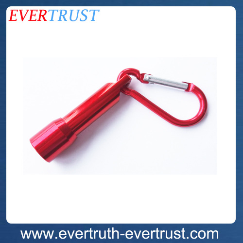 promotional aluminum custom mini carabiner led flashlight