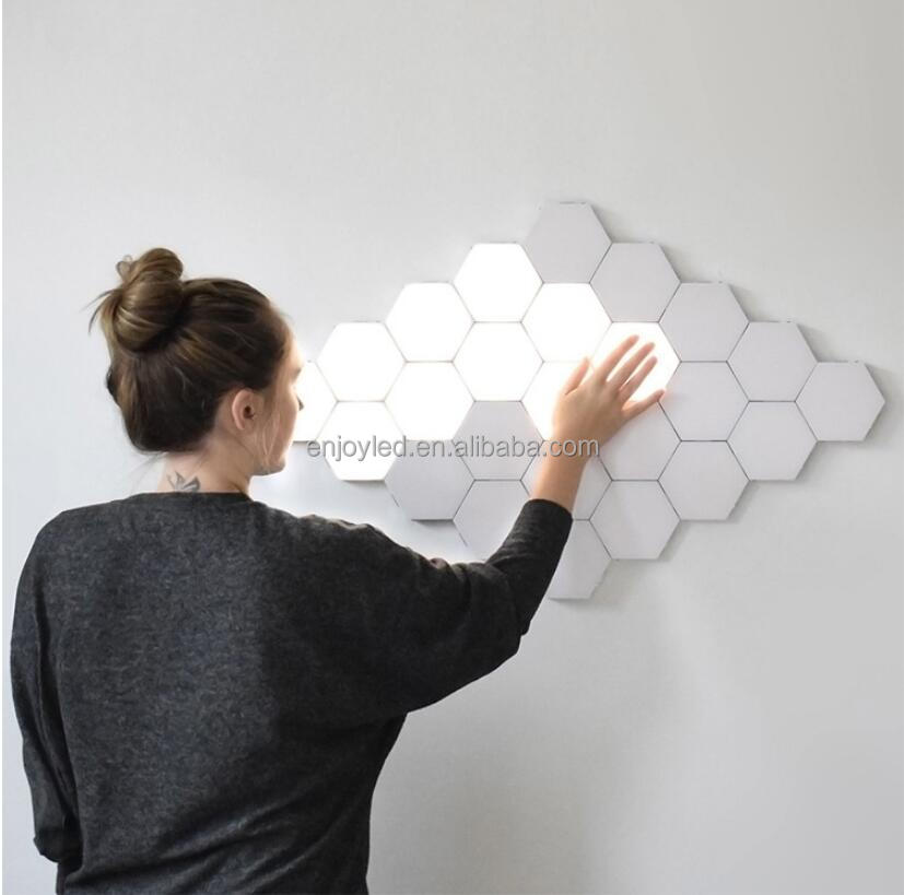 Rebow drop shipping stock wall mounted magnetic honeycomb quantum white touch DIY led night hexagonal lights