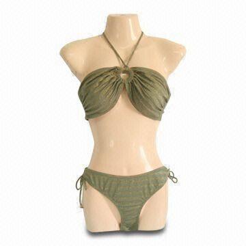 Bikini with Metal Ring and 100% Polyester Lining, Small Orders are Welcome