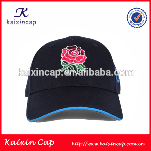 hot sale black flower embroidery baseball cap