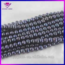 New Product Black Freshwater Pearl Semi Precious Stones For Silver Jewelry