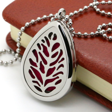 Sliver leaf pendant locket necklace