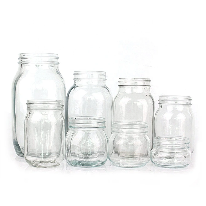 Hot-Selling Different Capacity Wide Mouth Glass Mason Jar with Split Type Lid for Food Beverage Storage