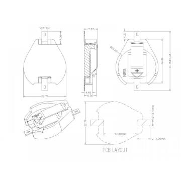 BT-M-G0-R-093 20 मिमी बैटरी धारक SMT