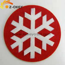 fashion Round coaster with snowflake printed for Christmas felt coaster