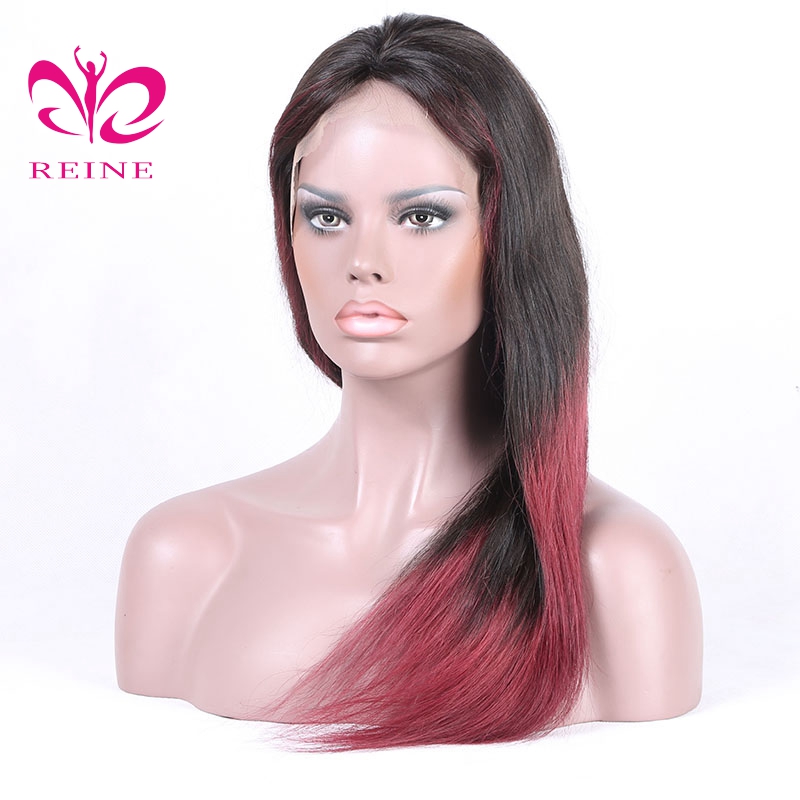 Ombre mixed color wavy wigs 100% Human Hair Wig red Color Long Style Brazilian Hair Front Lace Wig For Black Women
