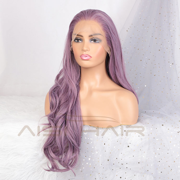 Aisi Hair New Design 26 Inch Long Wavy Purple Color Wig Cosplay Swiss Lace Wig Body Wave Lace Frontal Hair Wigs For Black Women