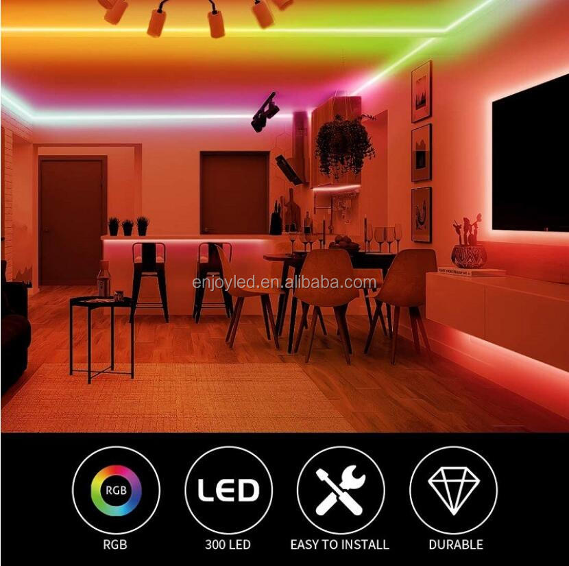 Amazon Supplier LED Strip Lights 32.8ft IP65 Waterproof 300LEDs SMD5050 RGB BT WiFi Wireless LED Controller Strip Light