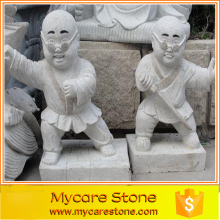 Hand polished adorable stone monk statue for outdoor