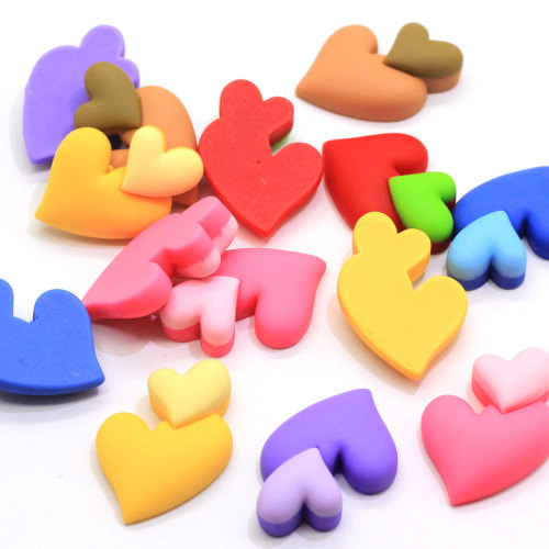 Colorful Resin  Double Hearts Flatback Cabochons  Diy Charms  Scrapbooking Phone Case Jewelry Making Accessory
