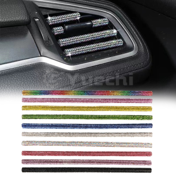 10Pcs U Shape PVC Shiny Crystal Car Air Conditioner Vent Outlet Trim Strips