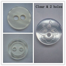 4 holes clear round resin button up shirts
