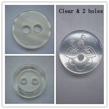 4 holes clear round resin button up shirts