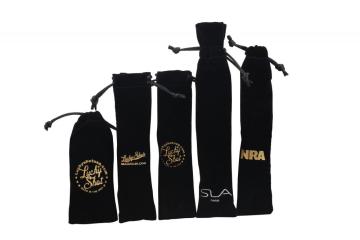 Black velvet pen pouch with printing wholesale