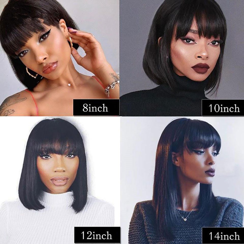 Human Hd Lace Frontal Short Straight Bob Wigs With Bangs Colored Brown Remy Human Hair Wigs Swiss Lace Front Bob Wig With Fringe