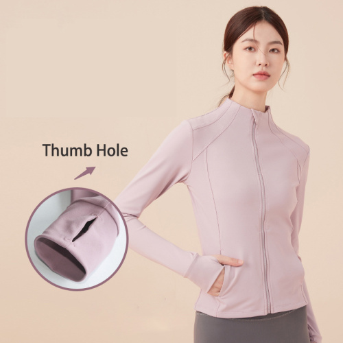 Slim Full Zipe Jacket Women With Thumb Hole