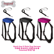 Large Dog Harness Reflecting Nylon Pet Harness Leash with Pocket