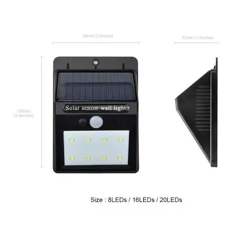 LED Lavatory Lights Garage Lights Sensor 8LED Solar Wall Light