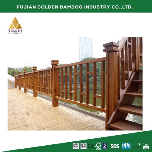 Preventing cupping distressed Bamboo square handrail floor flange