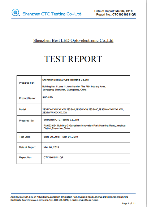 Best LED factory - LM80 Test Report