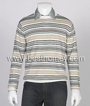 Men's wool cashmere sweaters men knitwear ( round neck stripe) SWT-M10045