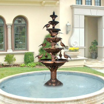 Outdoor Garden Ornament brass bronze bowl fountain sculpture with bird statue