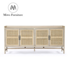 Customizable Modern Vintage Wooden Rattan Sideboards for Living Room Storage