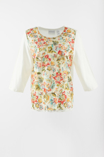 Long sleeve T shirt with print lace front