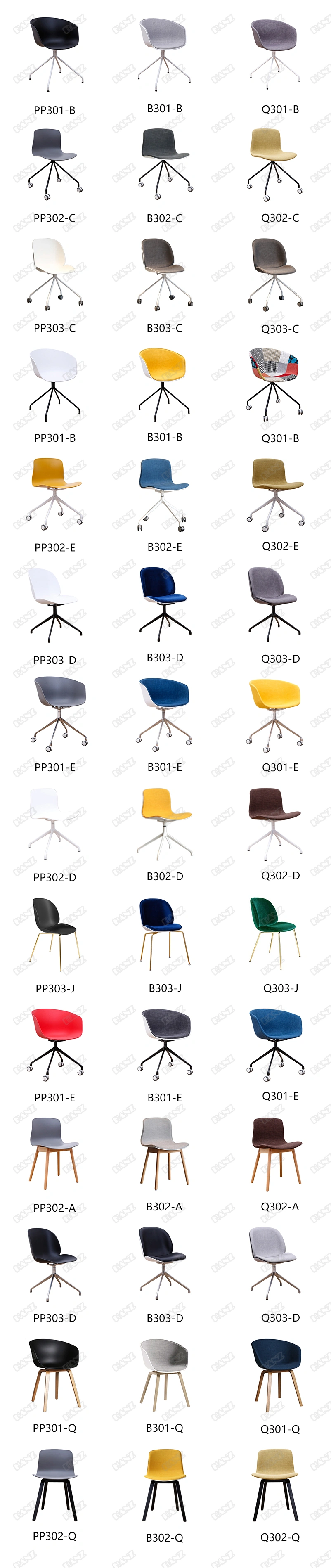 PP302 Standard High Quality Plastic Metal Leg Without Arm Office Chair