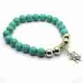 Turquoise bracelet gemstone beads jewelry and alloy pendant